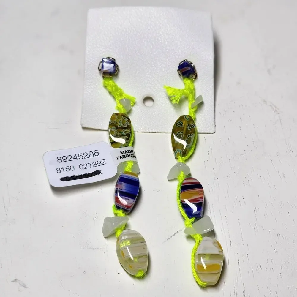 Free People Ariana Ost Voyage Dangle Earrings Artisanal Beaded Crystal Glass